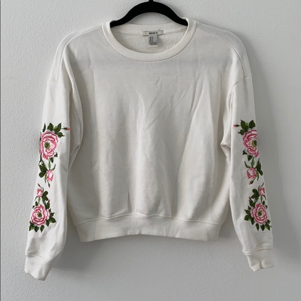 Forever 21 Floral Embroidered Sweatshirt